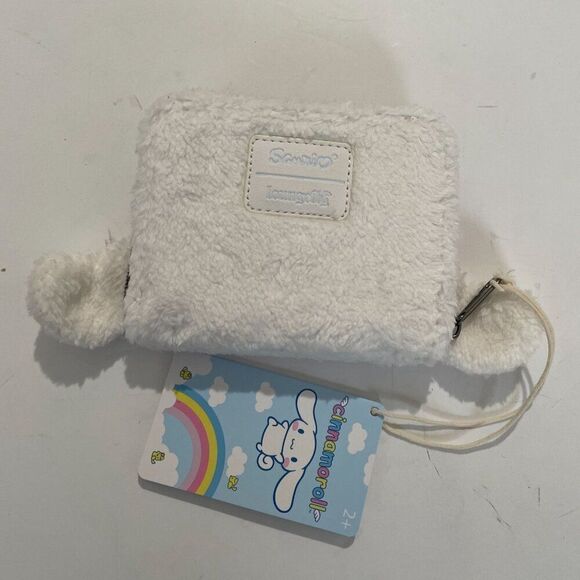 Loungefly Cinnamoroll White Plush Wallet Coin Purse Sanrio Floral Crown Zipper - Picture 3 of 6